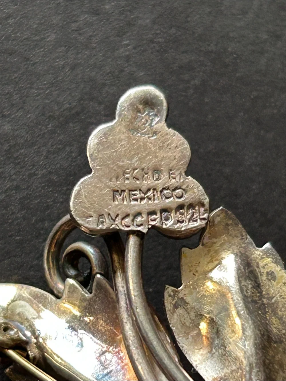 Taxco Mexico Sterling Silver Grape Leaf Brooch